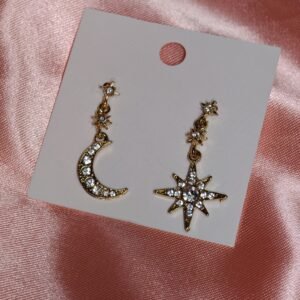 Aretes luna y estrella fugaz